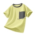 thumbnail image 4 of Teylalorva Girls Cotton T-Shirt with Pocket Crew Neck Short Sleeve Kids Summer Trendy Casual Tee Yellow Size 5T, 4 of 9