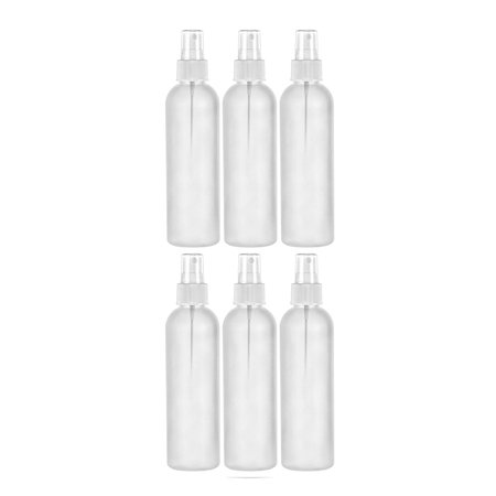 MoYo Natural Labs 4 oz Spray Bottles Fine Mist Empty Travel Containers, BPA Free HDPE Plastic for Essential Oils and Liquids/Cosmetics (Neck 20-410) (Pack of 6, Translucent HDPE Bottle White Spray)