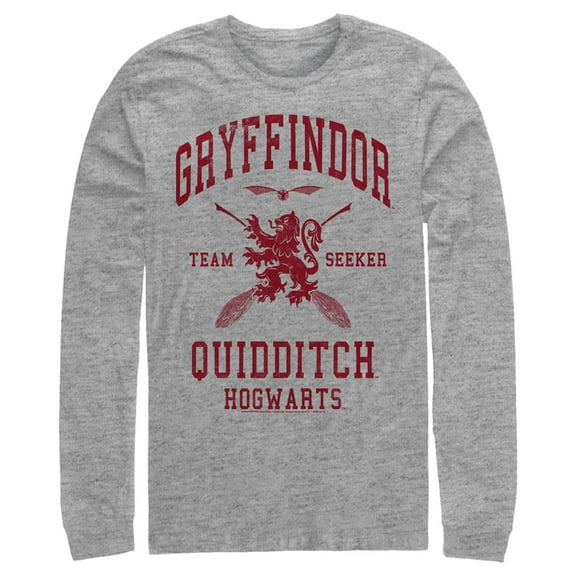 Men's Harry Potter Gryffindor Quidditch Team Seeker Long Sleeve Shirt Athletic Heather X Large