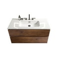thumbnail image 3 of 36 Inch Wall Mounted Floating Bathroom Vanity with Ceramic Sink Double Soft Close Drawers Handle Free Design Walnut Finish, 3 of 5