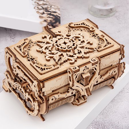 Wooden Puzzle Kit DIY Hollow Treasure Box Wooden Model Building Kit
