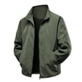 thumbnail image 2 of WTOBBY Men's Stand Collar Windbreaker Jacket, Lightweight Water-Resistant Casual Coat, Thin Layer for Outdoor Protection and Everyday Style,Army Green L, 2 of 8