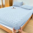thumbnail image 1 of MesaSe Christmas Gifts Home Essentials Layered Waterproof Mattress Protector (Without  And Pillow Insert) Soft And Comfortable Solid Color Bedding Mattress Cover Bedroom Light Blue, 1 of 5