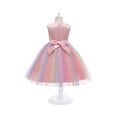 thumbnail image 3 of YOUYEDIAN Sequin Flower Girl Dress Tulle Sleeveless Rainbow Dress for Wedding Party (Pink, 11-12 Years), 3 of 7