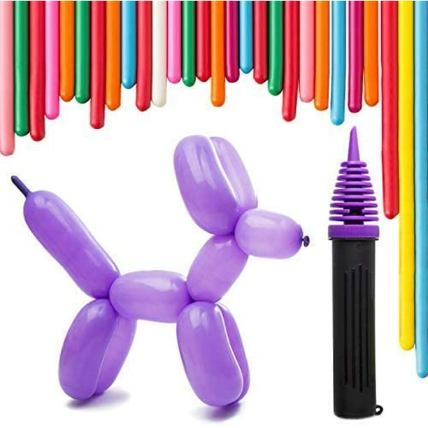 200 Twisting Balloons with Hand Pump- double action pump for sculpting balloon  animals. Premium balloons. 