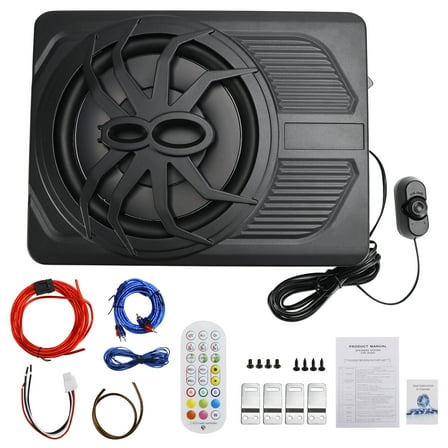 1200W Car Subwoofer with APP Control and Colour Light, 10'' 12V Slim Under Seat Powered Car Subwoofer w/Built-in Amplifier & Hi/Lo Input Bass Speaker Subwoofer for Car/Truck/SUV/Jeep/MPV