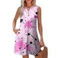 thumbnail image 2 of WTOBBY Women's Fashion Casual Printed V-Neck Button Vest Sleeveless Dress with Pocket, Tie-Dye Colorful Print for Summer Wear, Comfortable and Stylish for Beach and Outings,Pink M, 2 of 5