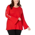 thumbnail image 4 of I-N-C Blouse à Manches Ornées pour Femmes, Rouge, Grande Taille, 0X, 4 of 5