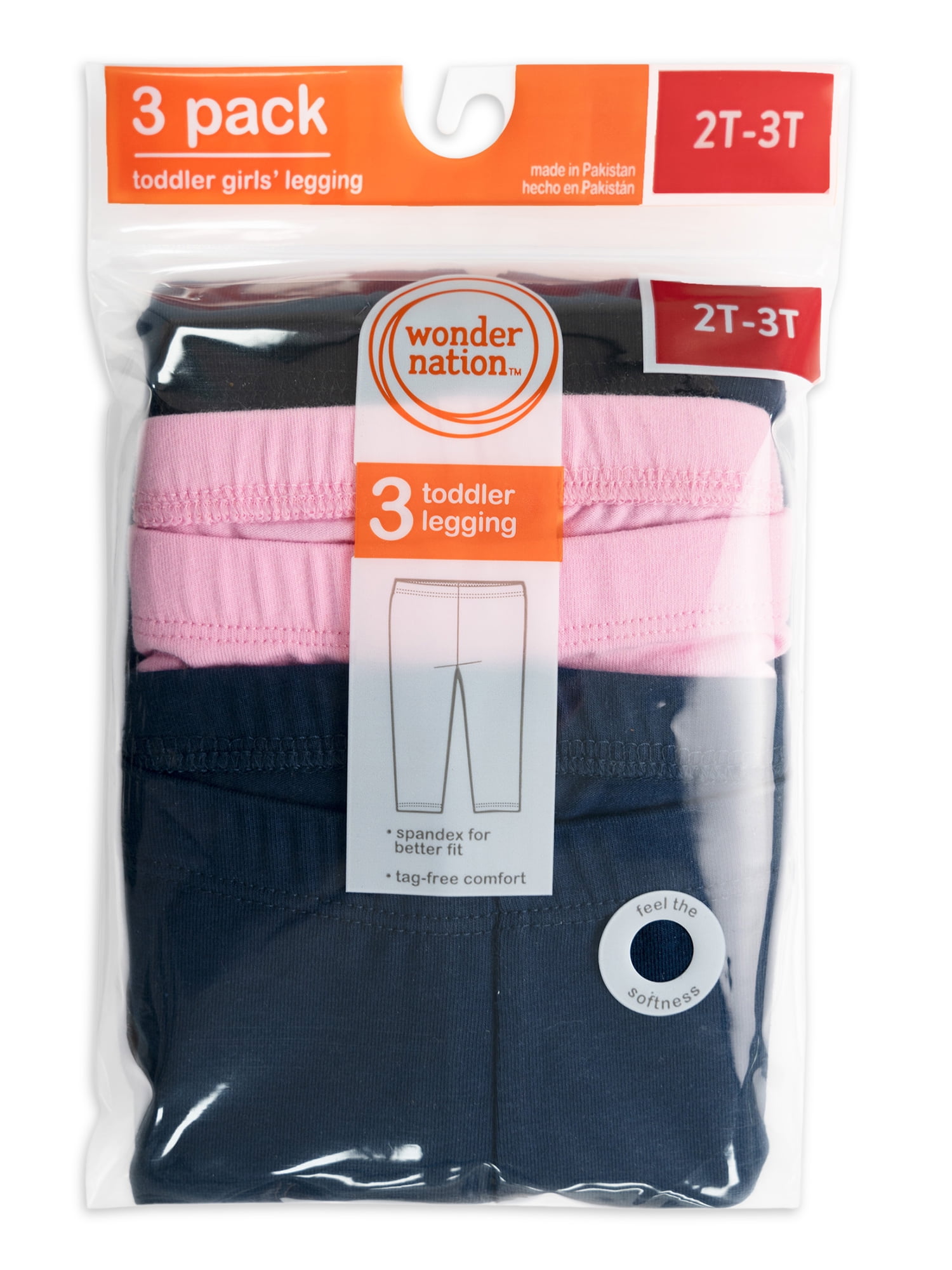 Wonder Nation Toddler Girl's Full-Length Knit Leggings, 3-Pack, Sizes 2T-5T