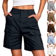 thumbnail image 2 of Fengactive Cargo Shorts for Women Knee Length Pockets High Waist Plus Size Shorts Summer Casual Loose Short Pants, 2 of 9
