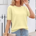 thumbnail image 6 of MLQIDK Women's Casual Short Sleeve Round Neck Blouse Loose Tops Summer Essential Clothing Basic Tee Shirts Everyday Work Office Wear Ladies Fashion Apparel Yellow 2XL, 6 of 6