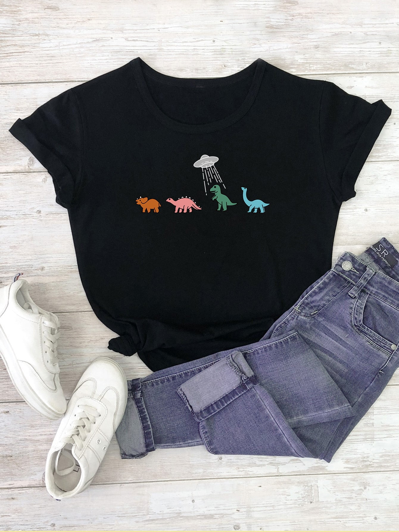 Yliquor Summer Mens Fashion Casual Dinosaur Solid Color Print Short Sleeve T-Shirt Blouse 
