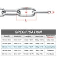 thumbnail image 2 of Uxcell 304 Stainless Steel Coil Chain, 4/25 Inch x 16.4 Ft, Metal Plain Link Chain, Rustproof Hardware Cable, 2 of 6