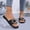 Black, variant on Eltusu Women Flat Slide Sandals, PU Open Toe Beach Slip On Summer Shoes Black Size 6