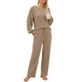 thumbnail image 3 of UVN Pajama Sets for Women Long Sleeve Lounge Set Ribbed Knit Sleepwear 2 Piece Pjs Soft Loungewear with Pockets, 3 of 9