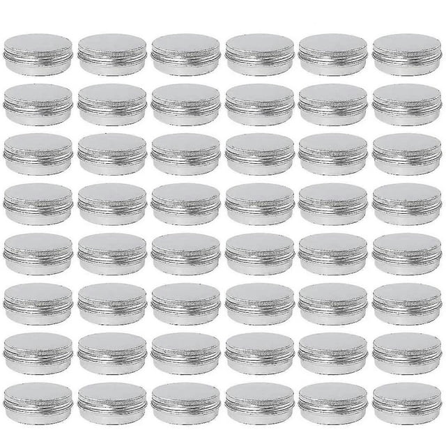 48 Pack 2 Oz Metal Round Tins Aluminum Tin Cans Containers With Screw Lid For Salve, Spices Or Candies