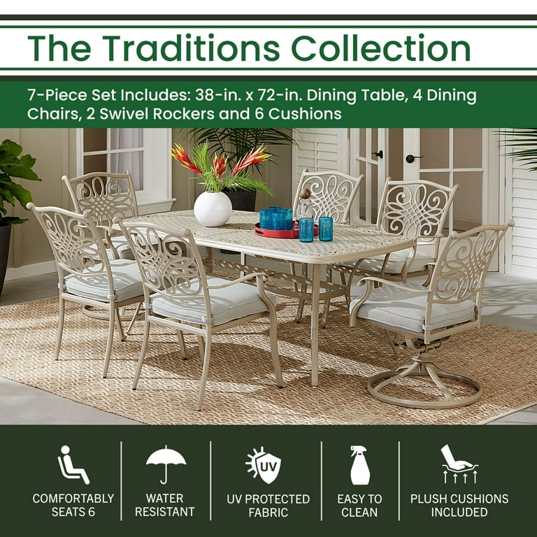 Hampton 7 piece top cushioned dining set