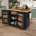 thumbnail image 6 of HLR 50.39" Kitchen Islands with Storage, Wood Top Cart with Drop Leaf and Wheels,Black, 6 of 13