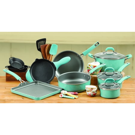 The Pioneer Woman Turquoise Cookware Set, 30 Piece