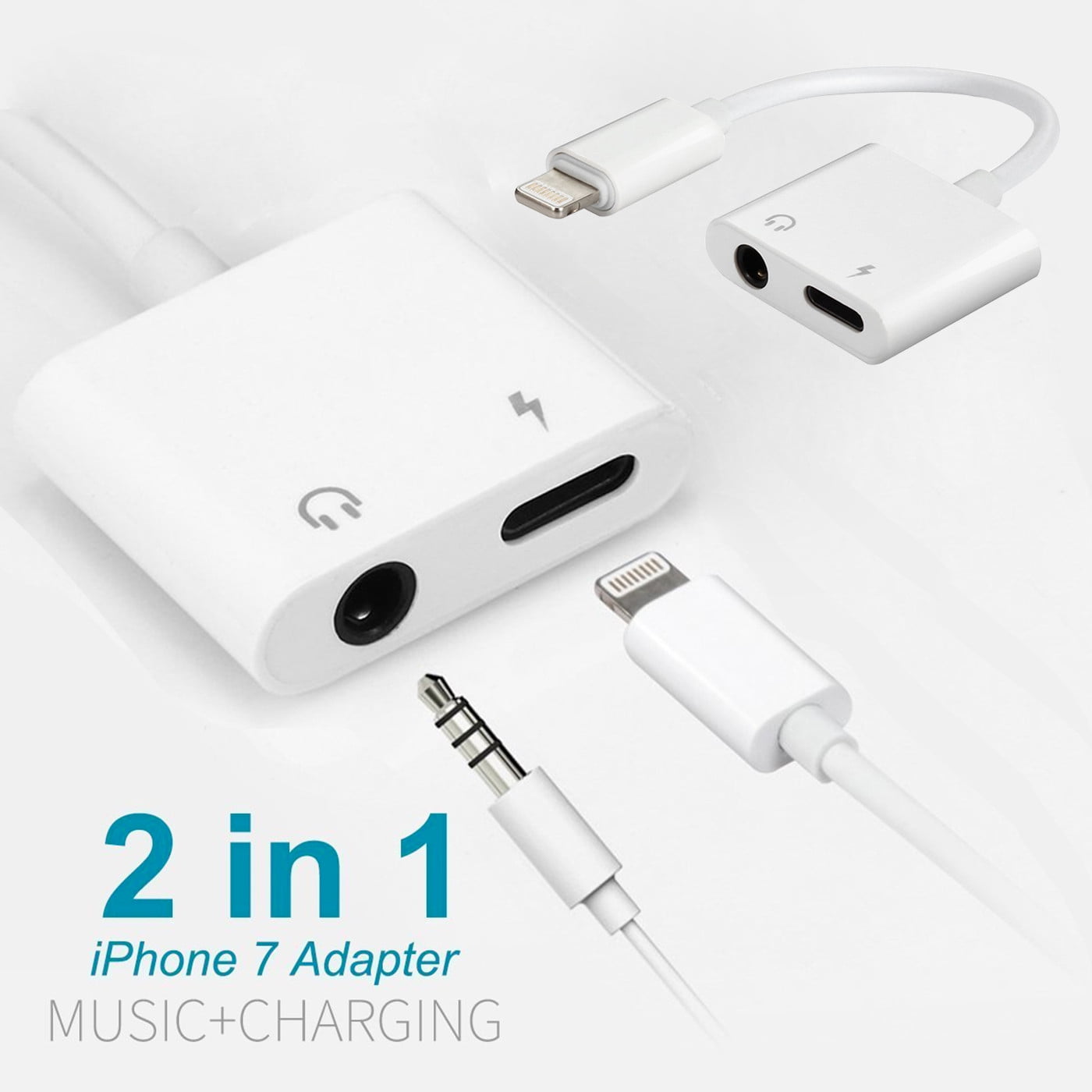 iPhone 7 Adapter & Splitter, APPIE 2 in 1 Dual Lightning 3.5mm Audio