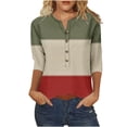 thumbnail image 1 of T-Shirts pour Femmes, T-Shirt Imprimé à Boutons Manches 3/4 pour Femmes, Haut Ample, 1 of 4