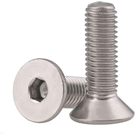 

10-24 x 5/8 Flat Head Socket Cap Screws Allen Socket Drive Stainless Steel 18-8 (304) Fully Threaded Bright Finish 50 PCS