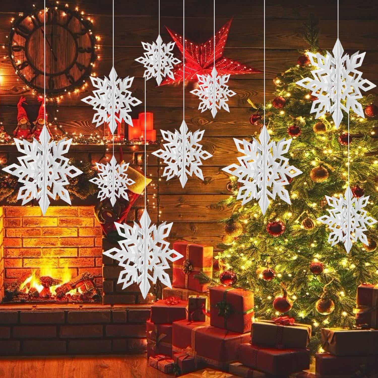 6Pcs Snowflakes Christmas Tree Decorations Xmas Garland Star Hanging Ornaments 