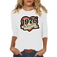 thumbnail image 2 of Uootdi Hauts pour Femmes Manches 3/4 Col Rond Imprimé Arc-en-Ciel Rétro 1976 Coupe Décontractée T-Shirts Nostalgiques d'Été Cadeau, 2 of 4