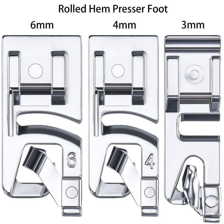 6 Sizes Presser Foot, TSV 3pcs Wide Rolled Hem Presser Foot, 3pcs