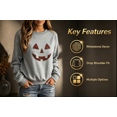 thumbnail image 4 of vzibsiv Womens Fall Pumpkin Face Rhinestone Sweatshirt Loose Fit Long Sleeve,Gray M, 4 of 5