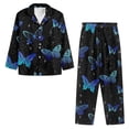 thumbnail image 3 of Renewold Blue Butterfly Stars Nightwear for Women 2 Pack Polyester Daily Wear Pajama Button T- Shirt & Pants Set Comfort Scoop Neck Jogger Athletic Clothing Loose Size M, 3 of 6