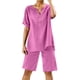 thumbnail image 1 of Conjunto de 2 piezas para mujer: blusa de pierna ancha y pantalones elásticos, cuello en V, ropa informal para el día a día, para todas las estaciones, tallas S/XXXXXL, 1 of 6