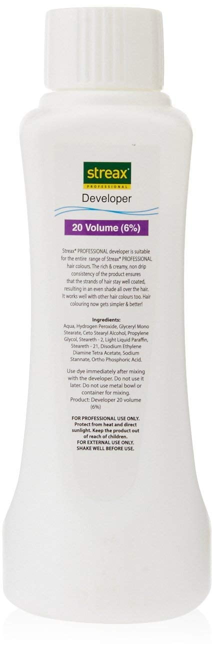 Streax Professional Hair Developer, 20 Volume (6%), 250ml - White - Streax Professional Hair Developer, 20 Volume (6%), 250ml - White -
