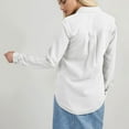 thumbnail image 5 of Summer Tops for Women 2025 Casual Collar Long Sleeved Denim Shirt Solid Summer Shirts for Women White L, 5 of 5
