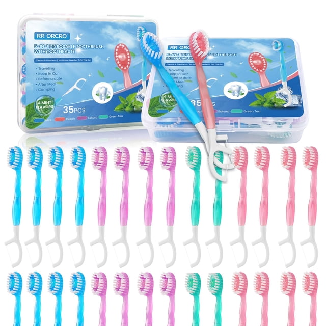 Cepillo de dientes desechable RR ORCRO Mini 5 en 1 con pasta de dientes x70