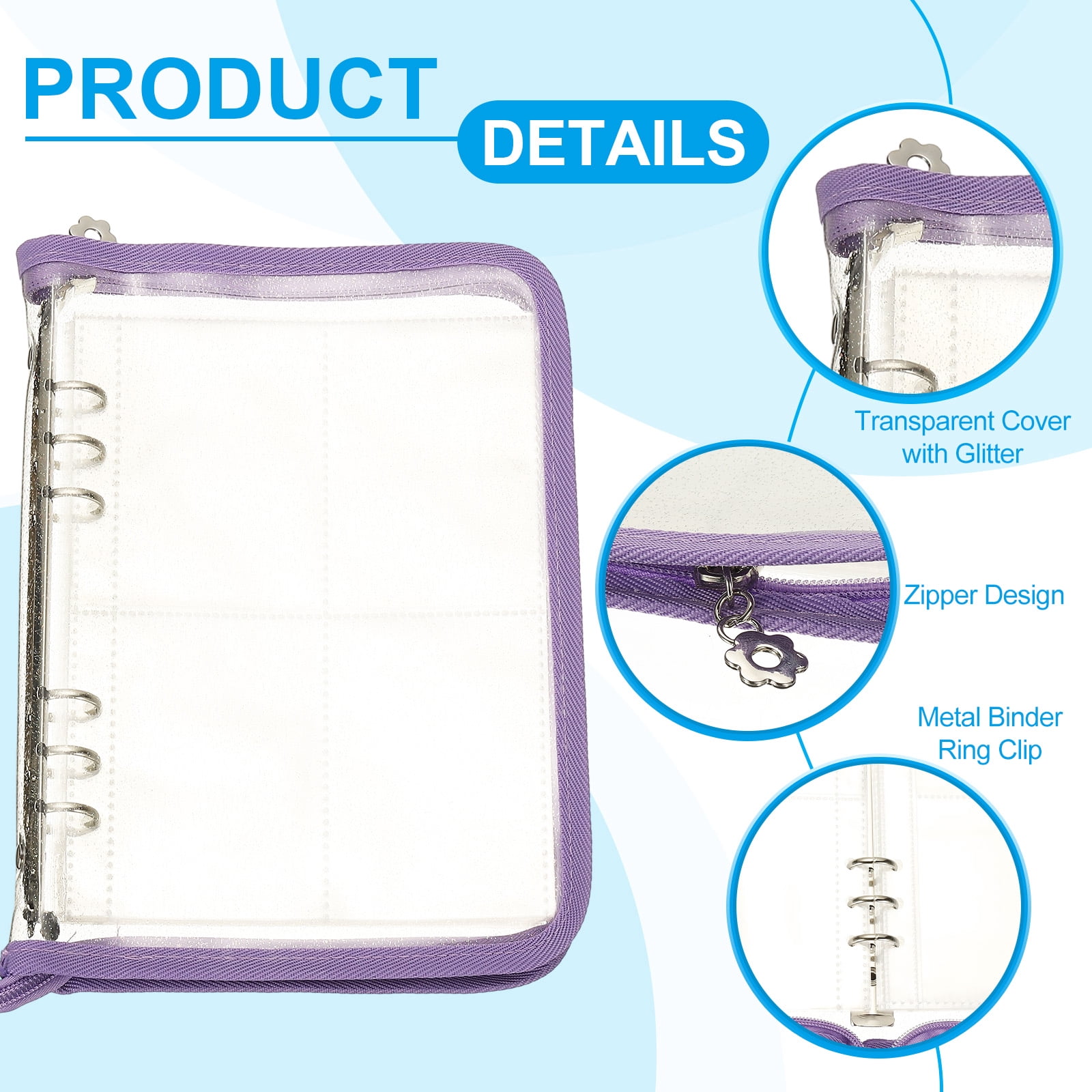 Uxcell Sticker Organizer Binder, Reusable A5 Album with 180 Pocket, Purple