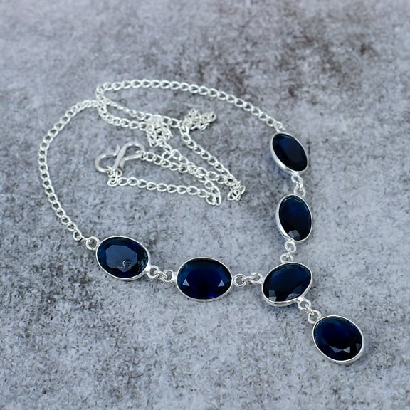 London Blue Topaz Gemstone 925 Sterling Silver Jewelry Necklace 18"