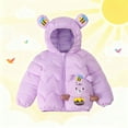 thumbnail image 4 of YUSIM Toddler Girls Quilted Jacket with Hood- Warm Cute Fashion Full Zip Winter Coats Purple Size 4 T, 4 of 5