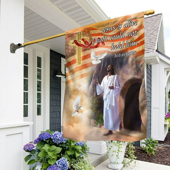 Jesus Resurrection Flag Jesus Is Alive Death Could Not Hold Him DHP3324F - Garden Flag (11.5" x 17.5")