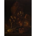thumbnail image 2 of Martin Dichtl 15x18 Black Ornate Wood Framed Double Matted Museum Art Print Titled - Still Life (Hen with Brass and Copper Vessels), 2 of 5