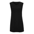 thumbnail image 4 of gakvbuo Summer Tank Dresses For Women 2024 Vacation Beach Dress Casual Simple T-Shirt Mini Dress Crewneck Short Sleeve Wedding Guest Dresses Club Dresses Sun Dresses Tunic Dress, 4 of 5