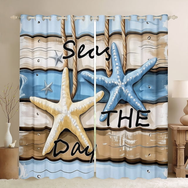 Erosebridal Rideaux et Draperies Étoile de Mer Côtière (38x54), Plage Tropicale 30 %-50 % Rideaux Occultants