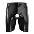 thumbnail image 2 of Men's Shiny Leather Boxer, Sexy Open Crotch, Comfort Stretch Waistband, Glossy PU Leather, 2 of 6