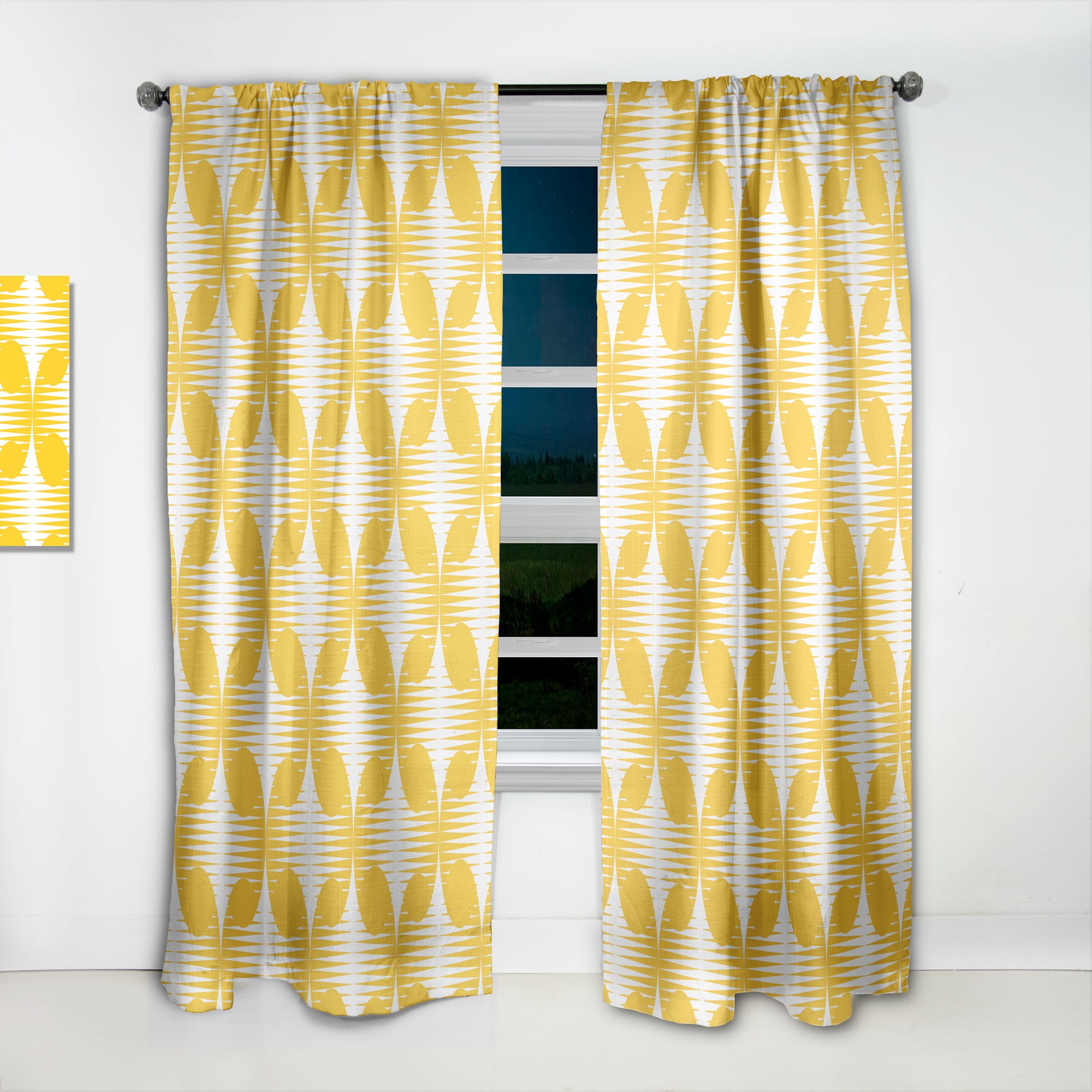 Designart 'Abstract Retro Geometric Pattern Design IV' Mid-Century Modern Curtain Panel