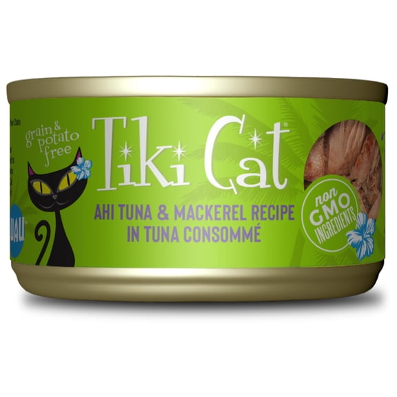 Tiki Cat Luau Wet Cat Food, Ahi Tuna, & Mackerel, 2.8 oz. Can