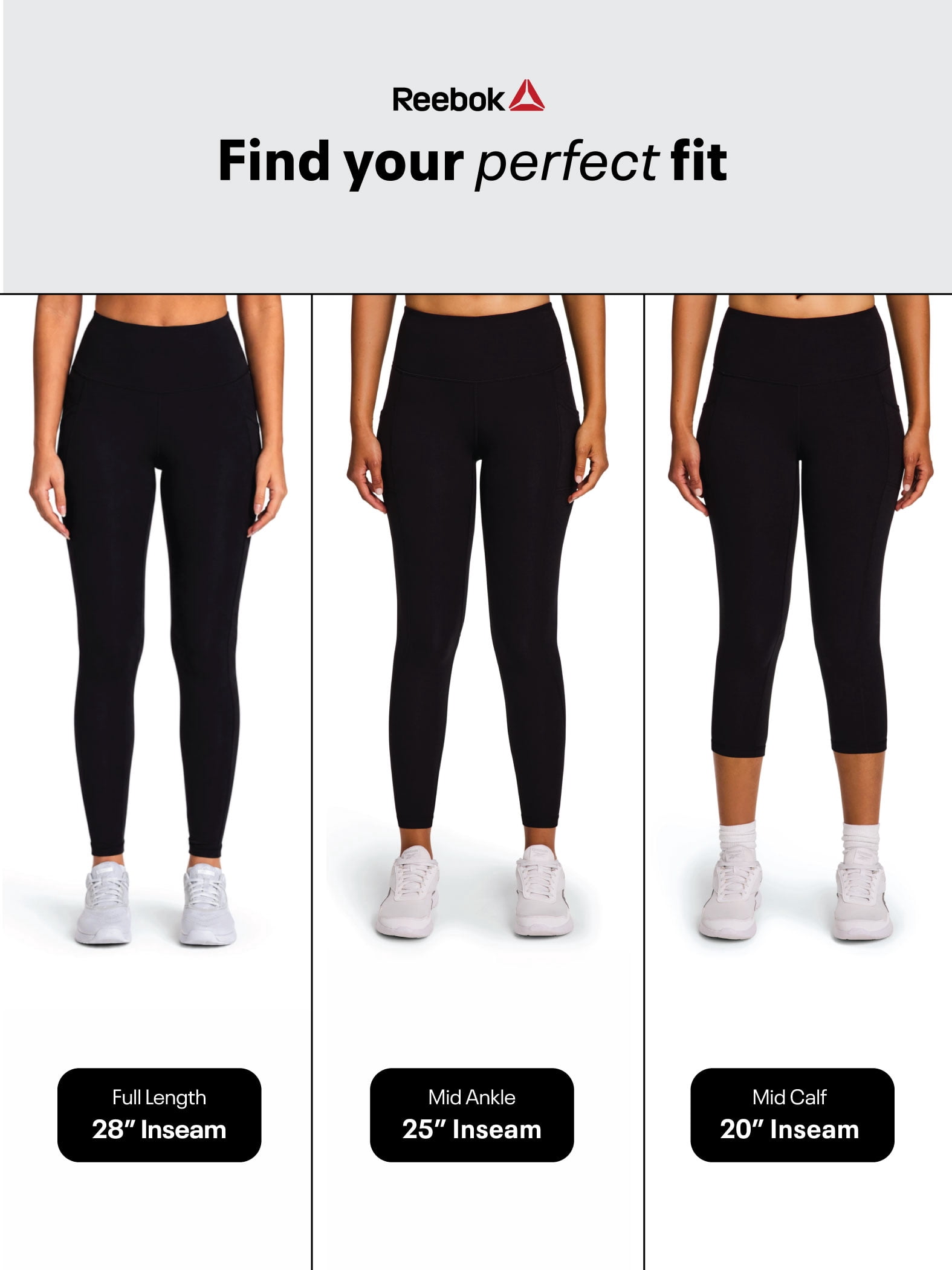 Reebok Women's and Women's Plus Everyday High Rise Leggings, 25" Inseam, Sizes XS-4X