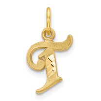 Diamond2Deal 14k Yellow Gold Letter T Initial Charm Pendant for Women