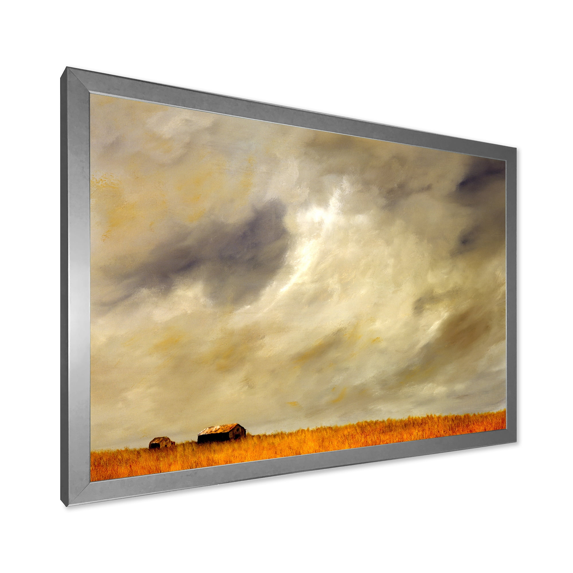 Designart 'Desert Farmhouse Under Cloudy Sky I' Farmhouse Framed Art Print