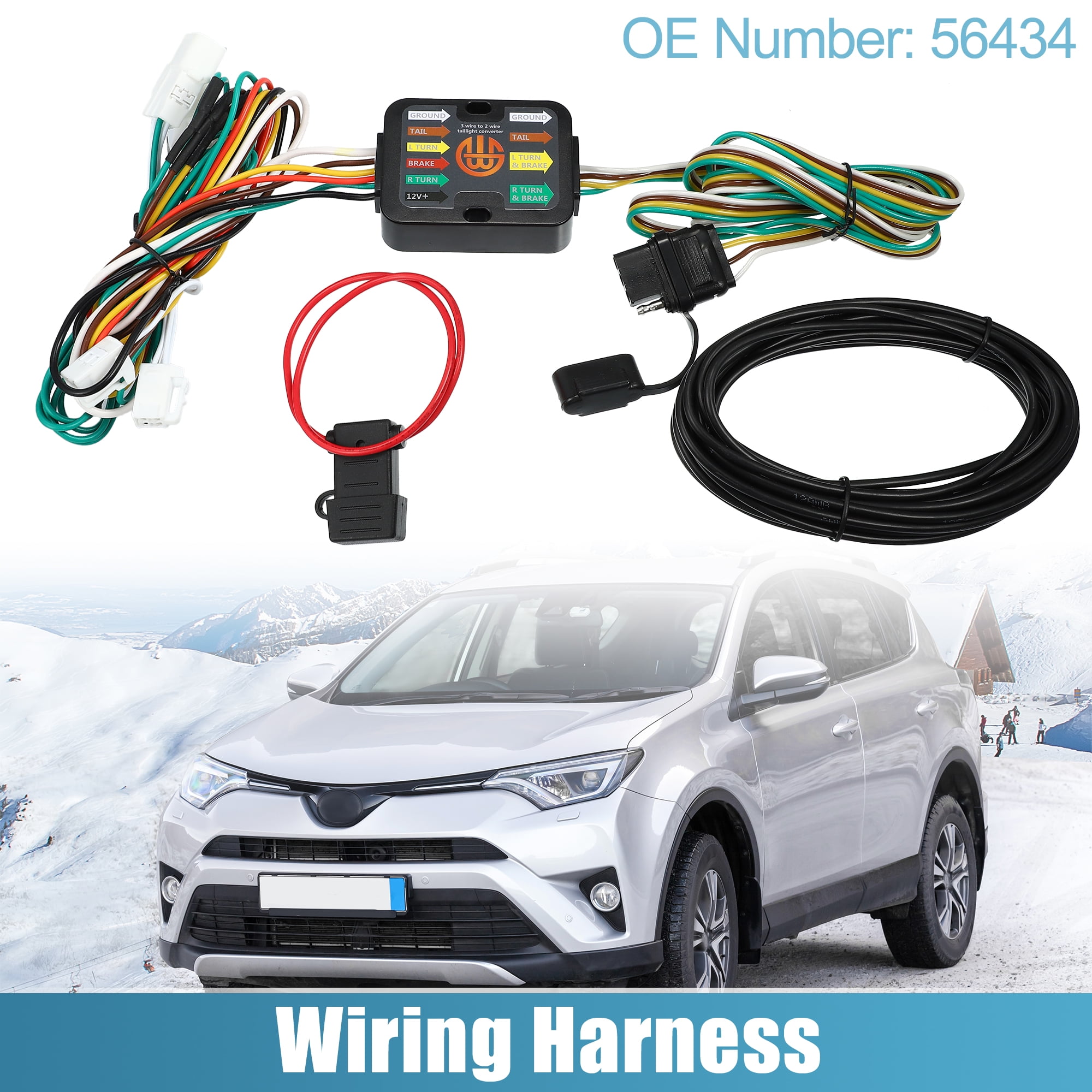 Unique Bargains 1 Set 56434 Vehicle Side 4-Pin Trailer Wiring Harness for Toyota RAV4