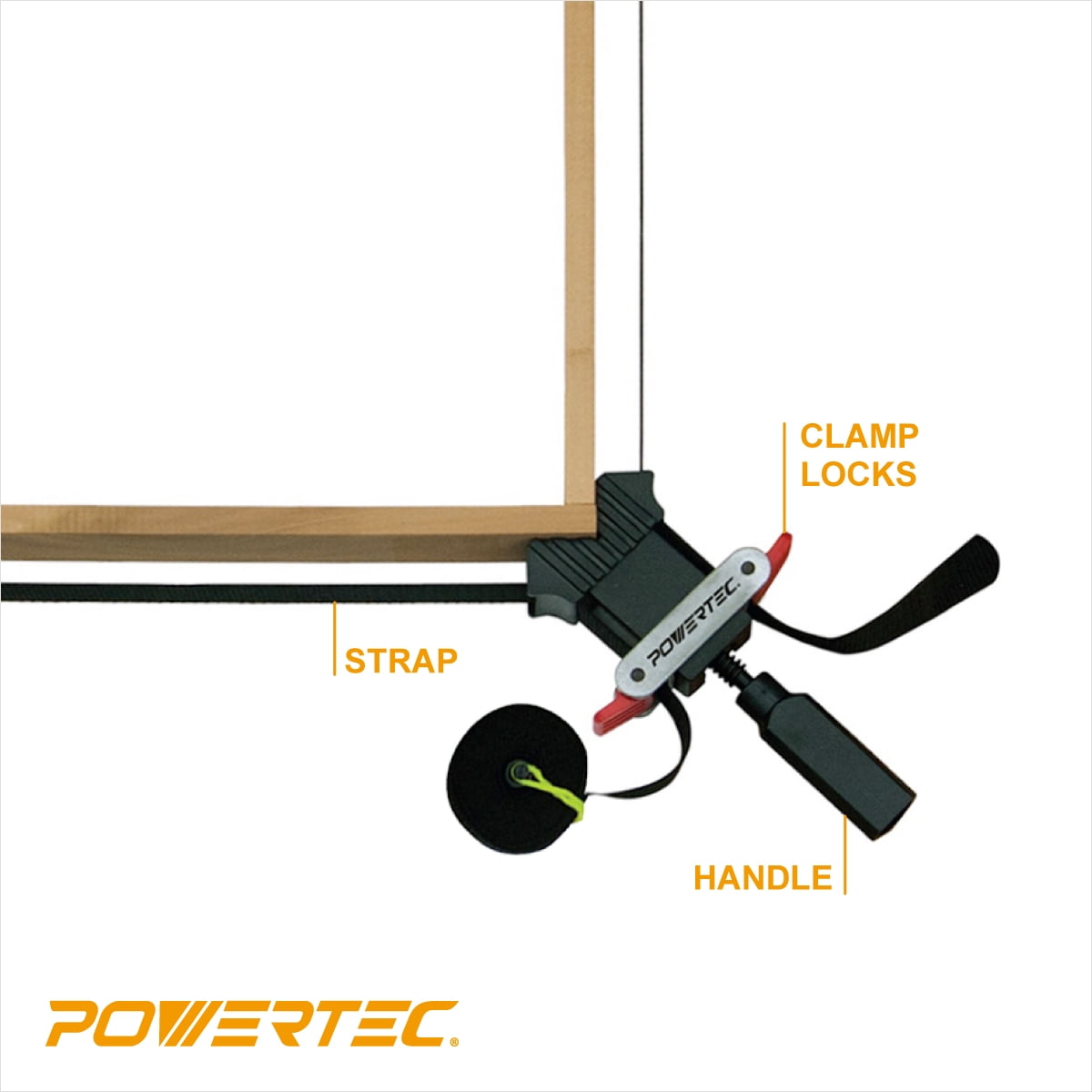 POWERTEC 2PK Quick Release Band Clamp | Woodworking Frame Clamping Strap Holder, 71017-P2